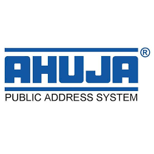 Logo of Ahuja Public Address System featuring blue text on a white background.